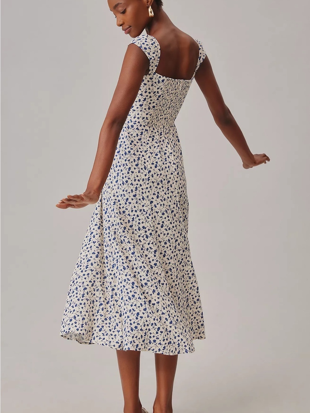 Reformation Bryson Midi Dress with Blue Floral Print - Picture 2 of 6